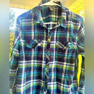 XL Eddie Bauer blue green flannel